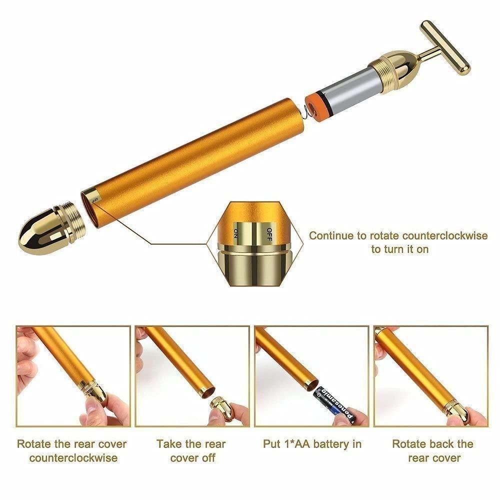 24K Gold Energy Beauty Bar Electric Facial Massage Roller⭐⭐⭐⭐